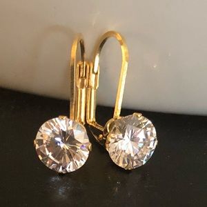 💫GOLD LEVER-BACK&SWAROVSKI EARRINGS🌟💫